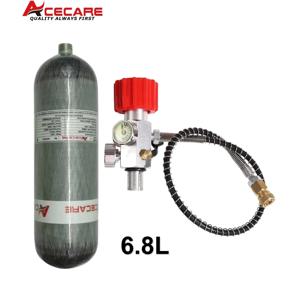 ACECARE 탄소 섬유 실린더 고압 에어탱크 충전 필 스테이션 레귤레이터 밸브, SCBA 다이빙 M18 * 1.5, 4500psi, 6.8L