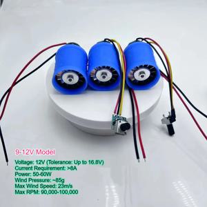 블로워 팬 모터 DC 9V 12V 24V 100000 RPM 소형 브러시리스 덕트 팬 알루미늄 임펠러 헤어 드라이어 초고속 모터