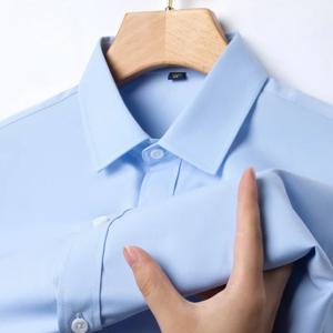 새로운 주름 방지 남성 셔츠 남성용 긴 소매 드레스 셔츠 슬림 피트 사회 비즈니스 블라우스 화이트 블루 오피스 셔츠 S-4XL