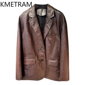 100% 염소 가죽 자켓 여성 고품질 정품 가죽 부르고뉴 자켓 여성 봄 숙녀 복장 코트 2025 кожанка