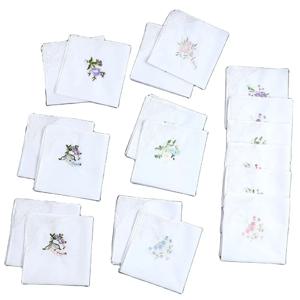 3 팩 코튼 손수건 나비 꽃 레이스 자수 순수 코튼 숙녀 웨딩 손수건 결혼식 시즌 새해 기념품 손수건