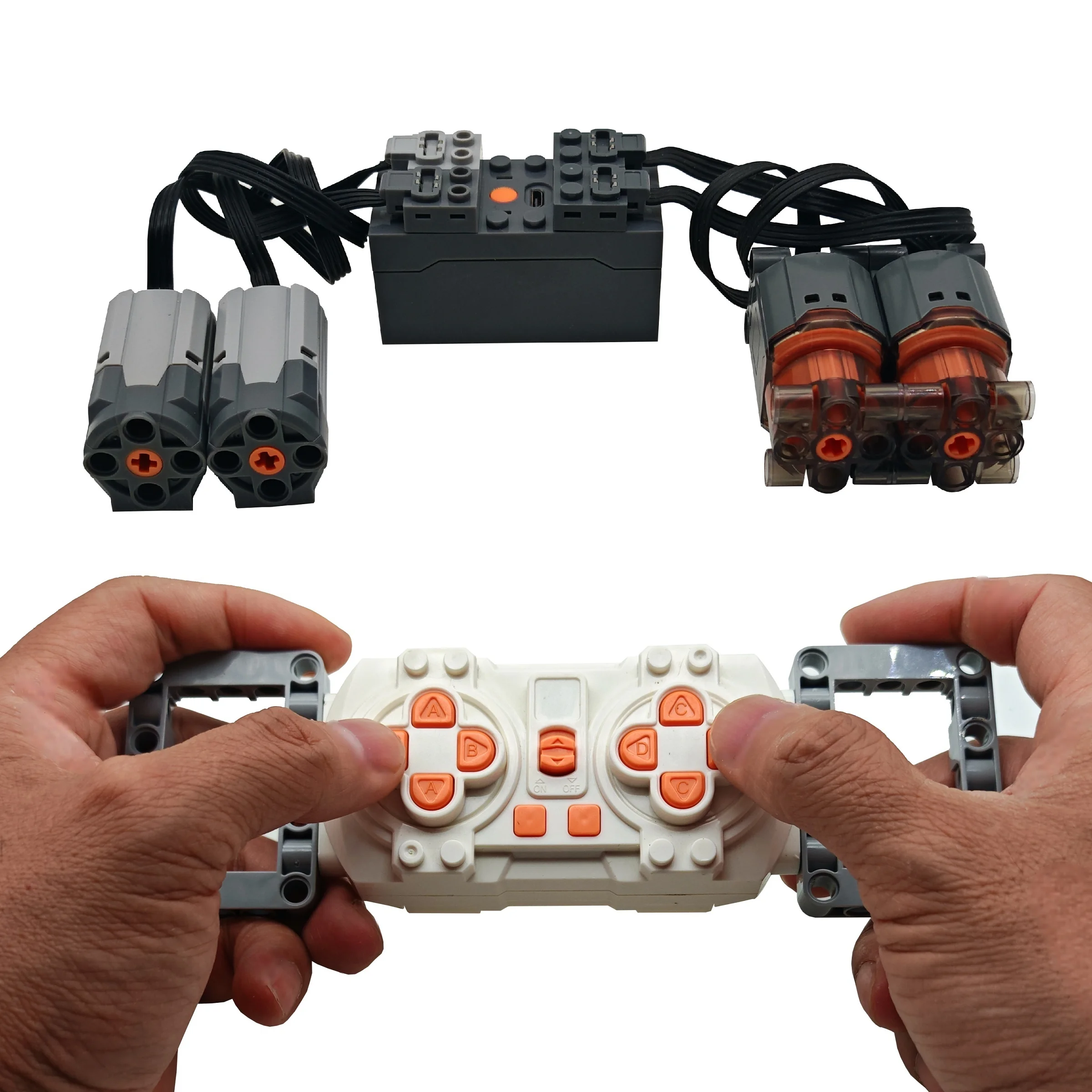 기술 빌딩 블록 전원 기능 부품 2.4GHz RC IR RC 세트 드리프트 자동차 핸들 원격 제어 키트 하이테크 어린이 장난감