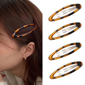 빈티지 레오파드 헤어 클립 Y2K 귀여운 한국어 매력 BB 헤어 클립 인쇄 접착제 타원형 헤어 클립 학생 여성 헤어 액세서리