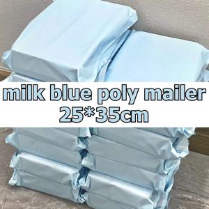 10Pcs Ins 스타일 귀여운 우유 블루 익스프레스 폴리 메일러 소규모 비즈니스 온라인 상점 의류 포장 소녀를위한 방수 배송
