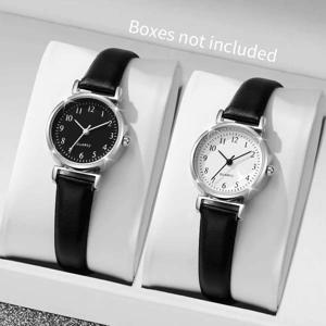 2 개/대 패션 작은 다이얼 여성 쿼츠 시계 여자를위한 간단한 가죽 밴드 시계 Reloj Mujer (상자 없음)