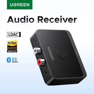 UGREEN AUX Bluetooth 수신기 LDAC AAC Hi-Fi 3.5mm 잭 2RCA RCA 오디오 Bluetooth 6.0 어댑터 수신기 15h 자동차 스피커 PC 용