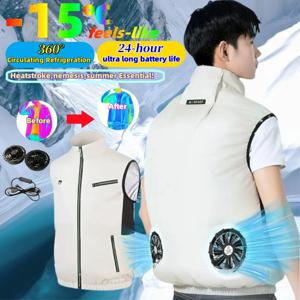열사병 팬 조끼 남자 여름 얼음 조끼 Usb 냉각 에어컨 캠핑 여성 낚시 짧은 소매 야외 작업복