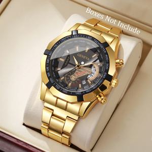 럭셔리 대형 다이얼 남성용 비즈니스 시계 패션 캘린더 쿼츠 시계 남성용 시계 Reloj Hombre(상자 없음)