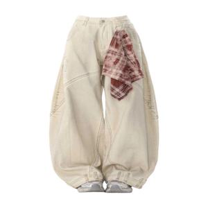 여성용 살구 와이드 청바지 빈티지 하라주쿠 Y2k 헐렁한 데님 롱 팬츠 일본 2000년대 스타일 데님 바지 오버사이즈 의류 New
