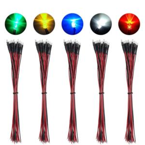 10/50Pcs 3mm 발광 다이오드 LED 구슬 와이어 DC 5V-12V LED 조명 RC 크롤러 자동차 Traxxas TRX4 장식