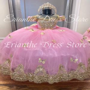 웨딩 레이스 applique tulle 푹신한 아이 생일 파티 첫 성찬식 공 가운에 대한 반짝 이는 3d 꽃의 소녀 드레스 사용자 정의