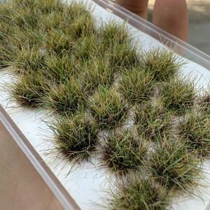 32 개/상자 1cm 미니어처 모델 잔디 덩어리 야생 잔디 모델 전장 플랫폼 잔디 가을 노란색 녹색 인공 식물