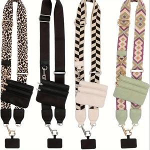 인기 급상승! 신제품 폰 끈 (지퍼 포켓 및 수납 주머니 포함) - 넓은 나일론 스트랩으로 핸드백 및 지갑 대체 가능