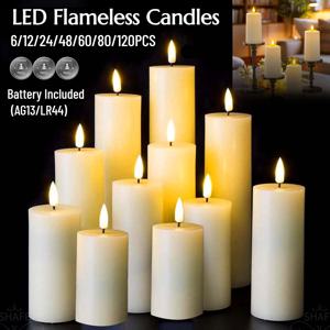 6-120PCS Led 양초 대량 깜박이는 Flameless 양초 배터리 운영 가짜 기둥 양초 웨딩 생일 파티 장식 콘서트