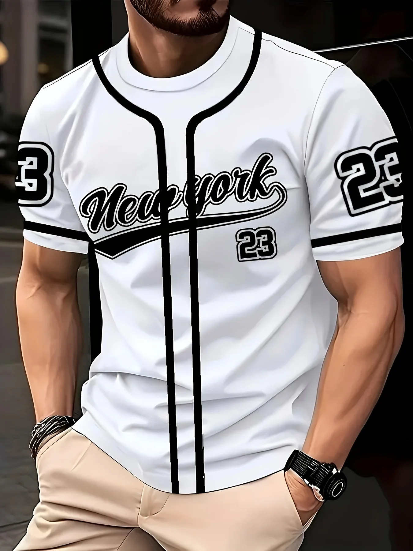 2025년 여름 신상 3D 디지털 23 디지털 프린트 스포티 캐주얼 패셔너블 부드럽고 편안한 가벼운 남성 티셔츠