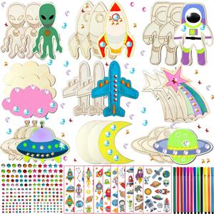 234PCS 우주 테마 나무 DIY 핸드메이드 세트, 우주 핸드메이드 세트, 생일 핸드메이드 세트, DIY 핸드메이드 세트, 공예 세트