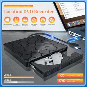 2 in 1 외장 DVD RW 드라이브 USB 3.0 타입 C 인터페이스 슬림 DVD CD 라이터 버너 리더 플레이어 광학 드라이브 (노트북용)