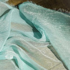 마이크로 반짝 이는 쉬폰 메쉬 원단 반투명 부드러운 거즈 웨딩 드레스 셔츠 의류 DIY 반짝이 주름진 얇은 원단