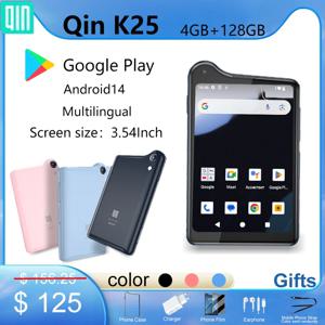 새로운 Qin K25 안드로이드 14 구글 플레이 MTG81 터치스크린 3.54인치 RAM 4GB ROM 128GB 와이파이 블루투스 미니폰