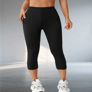 여성용 슈퍼 소프트 카프리 바지 높은 신축성 통기성 바지 투명하지 않은 운동 러닝 요가 운동 바지 체육관 레깅스