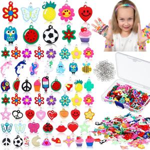 고무줄 팔찌 참 고무줄 루밍 밴드 참 실리콘 팔찌 다채로운 쥬얼리 만들기 키트 DIY 목걸이 팔찌 펜던트