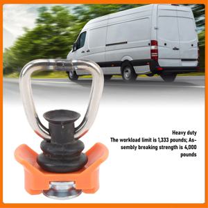 D링 포함 싱글 스터드 L 트랙 피팅, 1333lb 용량 스프링 장착 L 트랙 레일 타이 다운 피팅 (밴/픽업 트럭용)