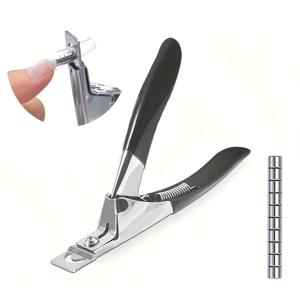 아크릴 네일 클리퍼 15개 자석 포함, 긴 아크릴 젤 네일 팁용 커터, 조절 가능한 스테인리스 스틸