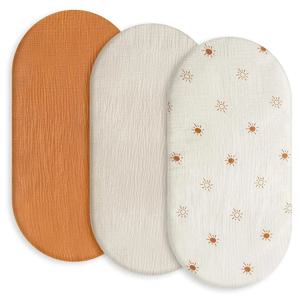 1PC 신상 컬러 아기 거즈 바시넷 시트 프린트 통기성 좋은 탄성 있는 아늑한 맞춤형 면 바시넷 매트리스 시트 (남아/여아용)