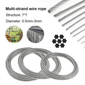 5m/10m 7x7 스테인레스 스틸 와이어 로프 0.5-3mm 낚시용 플라스틱 코팅 리프팅 당기는 건조 랙 케이블 녹슬지 않는 헤비 듀티