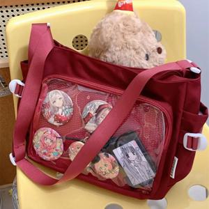 핫 Y2K 하라주쿠 숄더백 여성 이타백 일본 숄더 퍼스 투명창 칼리지 크로스백 토트 숄더백