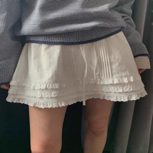스윗 레이스 화이트 하이웨이스트 하프 스커트 여성 패션 여름 2025 A라인 숏 스커트 다용도 미니스커트 (쁘띠 여성용)