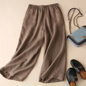 루즈핏 와이드 레그 팬츠 여성 여름 신상 9부 드레이핑 빅풋 캐주얼 코튼 린넨 루즈 팬츠 여성용