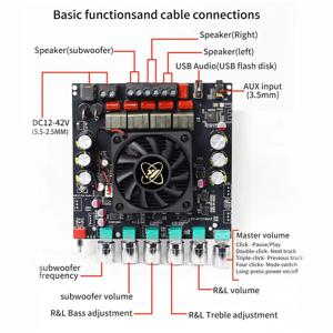 XY-HT21 2.1 채널 디지털 오디오 앰프 듀얼 코어 TPA3223 200W*2+400W 블루투스 파워 앰프 업그레이드된 고음 서브우퍼