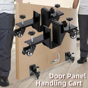 2개 조절식 도어 패널 운반 카트, 슬라이딩 롤러 고하중 도어 패널 트롤리, 핸즈프리 도어 패널 보드 설치 도구