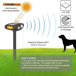 1pc 초음파 동물 퇴치기 태양 에너지 고양이와 개 퇴치기 충전식 정원 농장 마당 방수 생물 억제제
