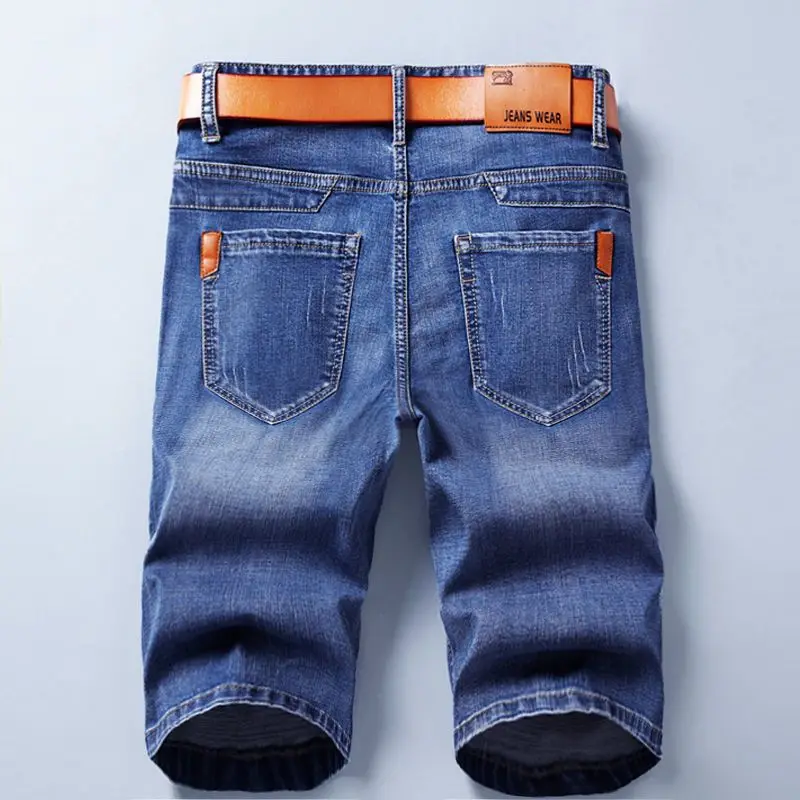 여름 반바지 청바지 남성 데님 팬츠 스트레치 블랙 패션 디자인 남성 청바지 슬림 스트레이트 남성 반바지