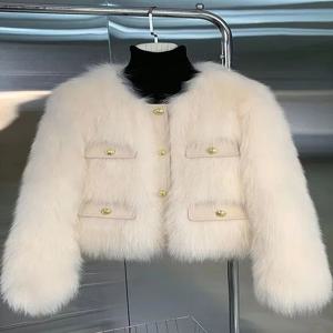 두꺼운 짧은 폭스 퍼 시뮬레이션 여성용 아우터 스몰 향수 스타일 봄 가을 겨울 코트 (젊은층 및 중년층용)