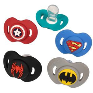 1개 식품 등급 슈퍼히어로 실리콘 아기 젖꼭지 체인 클립 더미 젖꼭지 홀더 치아발육 체인