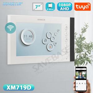 4선식 투야 WIFI 스마트 비디오 도어폰 인터콤 시스템용 DC15V 플러그가 있는 7인치/10인치 HD 실내 모니터 1080P 녹화 스냅샷