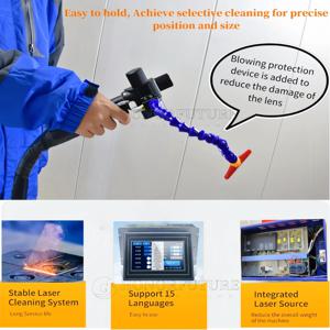 빠른 배송 200W 배터리 백팩 펄스 레이저 클리닝 머신 레이저 클리닝 금속 녹 제거기 나무 페인트 제거기