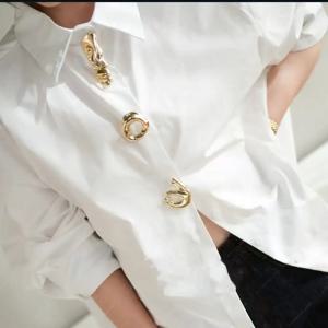 2025년 가을 신상 여성용 코튼 긴팔 단색 블라우스 셔츠 트렌디 루즈핏 캐주얼 탑 여성 의류