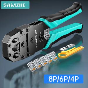 SAMZHE RJ45 크림프 플라이어 8P 6P 4P 크림퍼 스트리퍼 커터 3-in-1 (Cat7 Cat6 Cat5e 8P8C 모듈러 커넥터 이더넷 와이어용 공구)