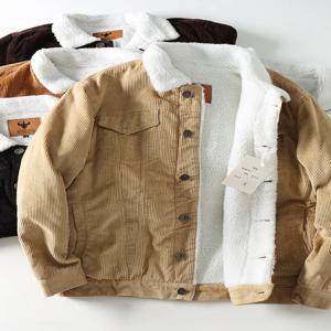 엑스트라 웜 두꺼운 코듀로이 작업복 코튼 자켓 남성 여성 양털 안감 가을 겨울 패션 시티 스타일 긴팔 코트