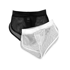 남성용 메쉬 홈 팬츠 단색 풀 스플릿 컷 홀로우 반바지 얇은 트렌드 파자마 팬츠 150016