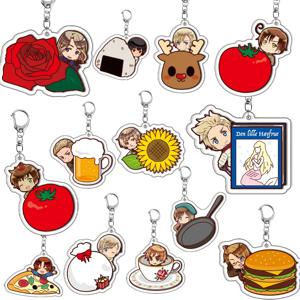 창의적인 루드비히 베일슈미트 토마토 피자 맥주 주먹밥 패턴 애니메이션 만화 아크릴 키체인 장식 여성 액세서리 참