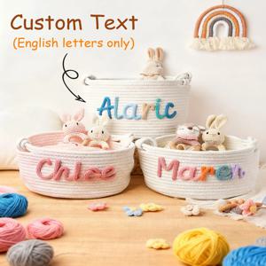 1개 맞춤 제작 빈티지 수제 원형 수납 바구니, 맞춤형 이름, 일상 생활 홈 데코/크리스마스 선물