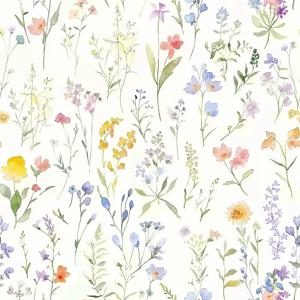 꽃무늬 필앤스틱 벽지 보헤미안 스타일 접착식 벽지 야생화 잎 무늬 탈부착 가능한 셀프 접착식 벽지 욕실 침실 장식용