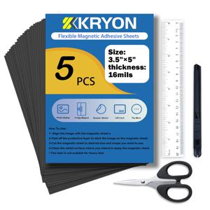 자기 접착식 자석 시트 3.5x5 인치 5개 16밀 두께 유연한 절단 가능 자석 DIY 공예 사진 스티커용