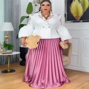 여성용 아프리카 의류 2피스 세트 상의와 스커트 수트 다쉬키 안카라 스팽글 가운 플러스 사이즈 터키 웨딩 파티 드레스