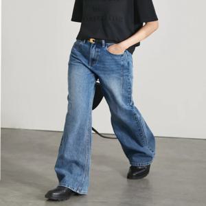 Amii 미니멀리즘 여성 청바지 2025 가을 빈티지 데님 바지 루즈 와이드 레그 팬츠 여성 캐주얼 바지 여성 바지 12551002